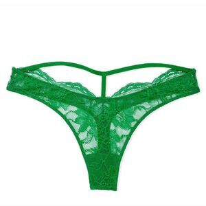 Victoria's Secret Women's Verdant Green Shine Strap Cutout Back Panty Size Xs